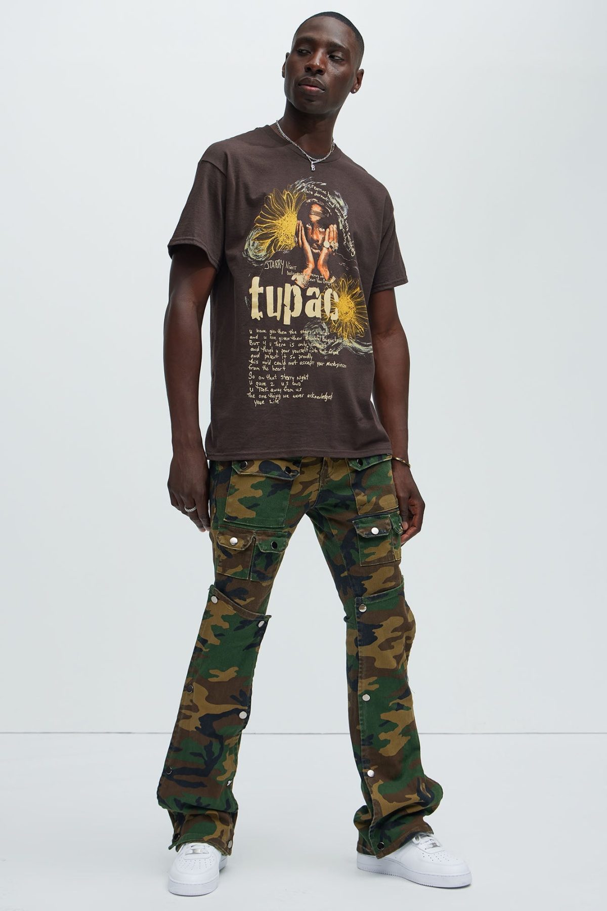 Tupac Starry Night Short Sleeve Tee - Chocolate