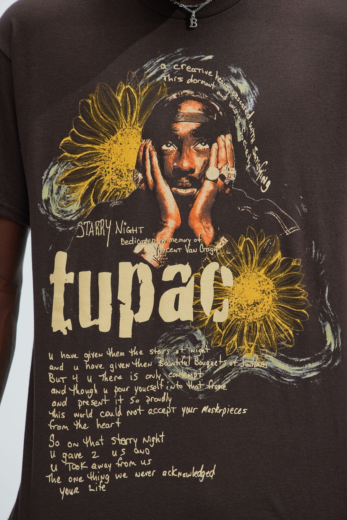 Tupac Starry Night Short Sleeve Tee - Chocolate