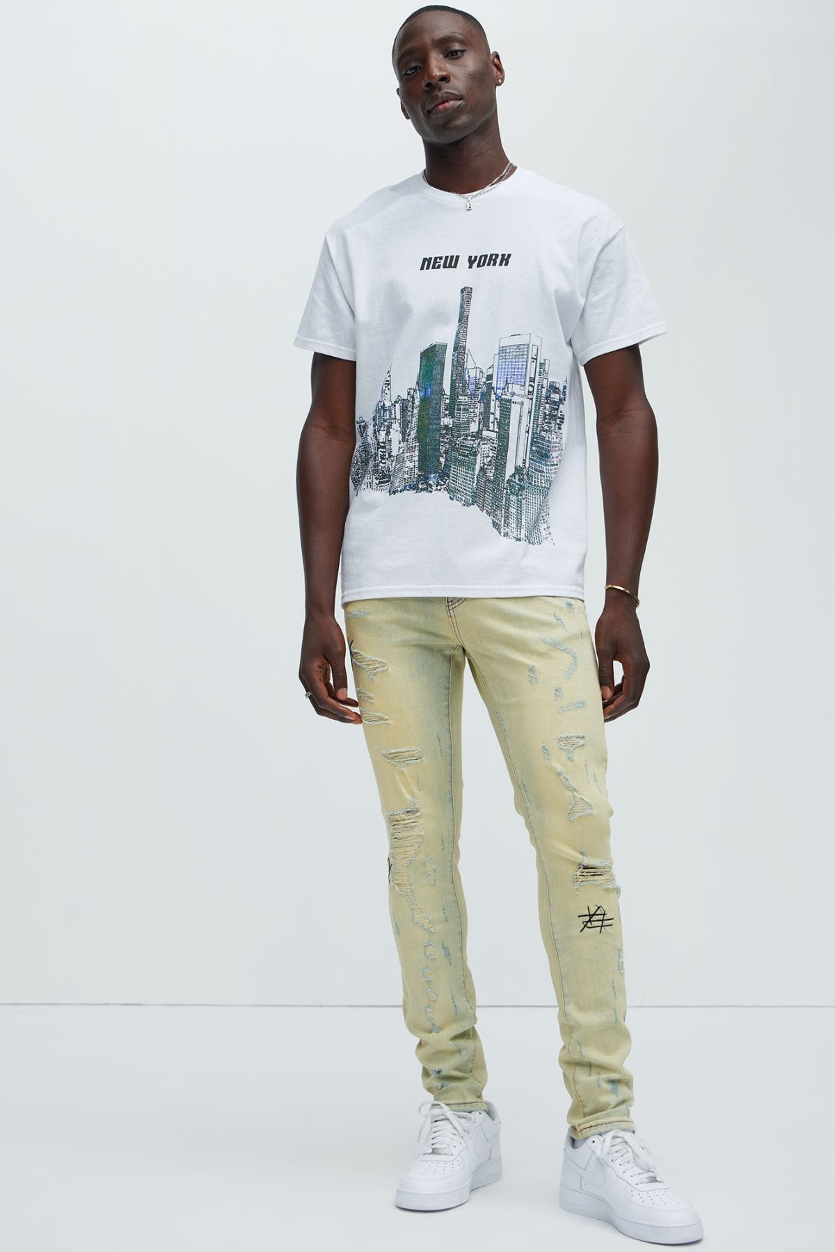 Sketch Of New York City Short Sleeve Tee - White