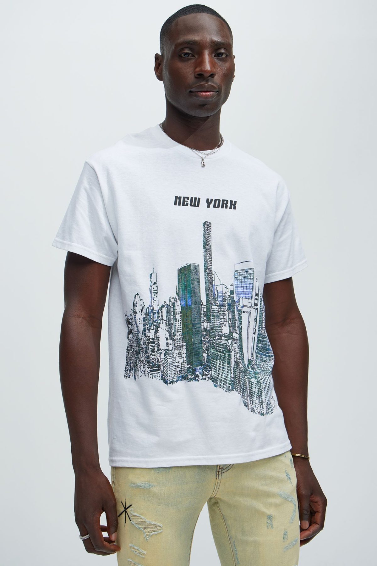 Sketch Of New York City Short Sleeve Tee - White