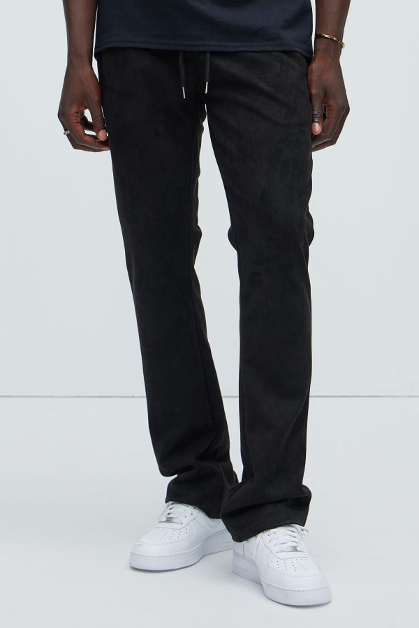 Cleaned Up Faux Suede Pants - Black