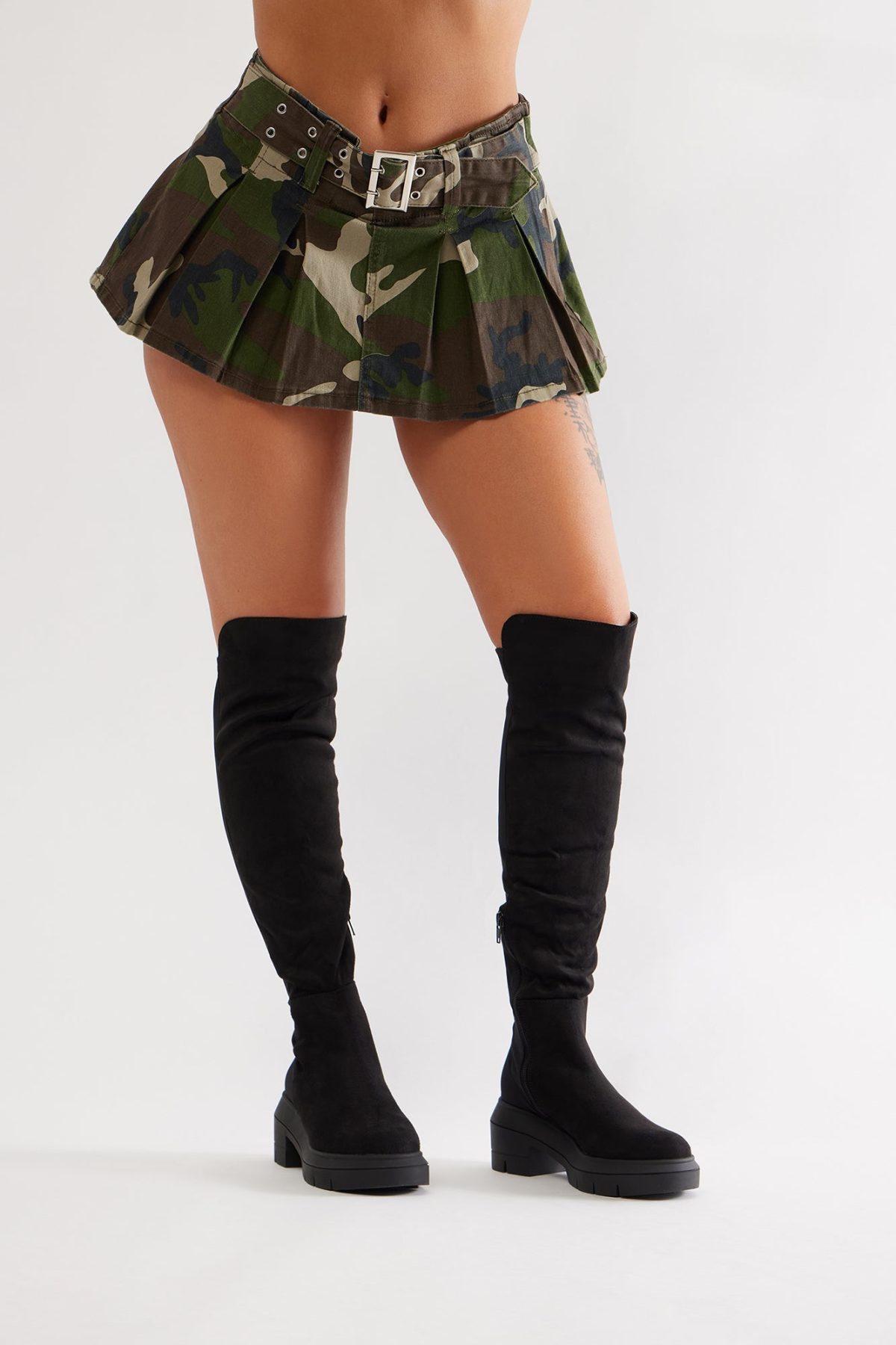 Teddy Knee High Boots - Black