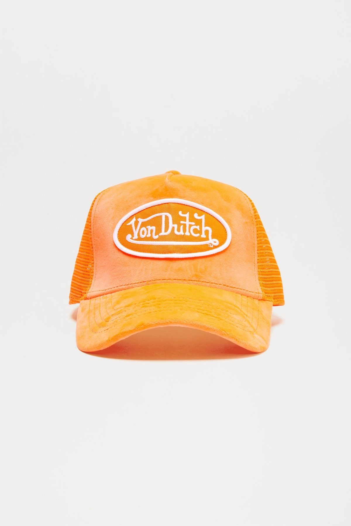 Von Dutch Neon Orange Velvet Trucker Hat - Neon Orange