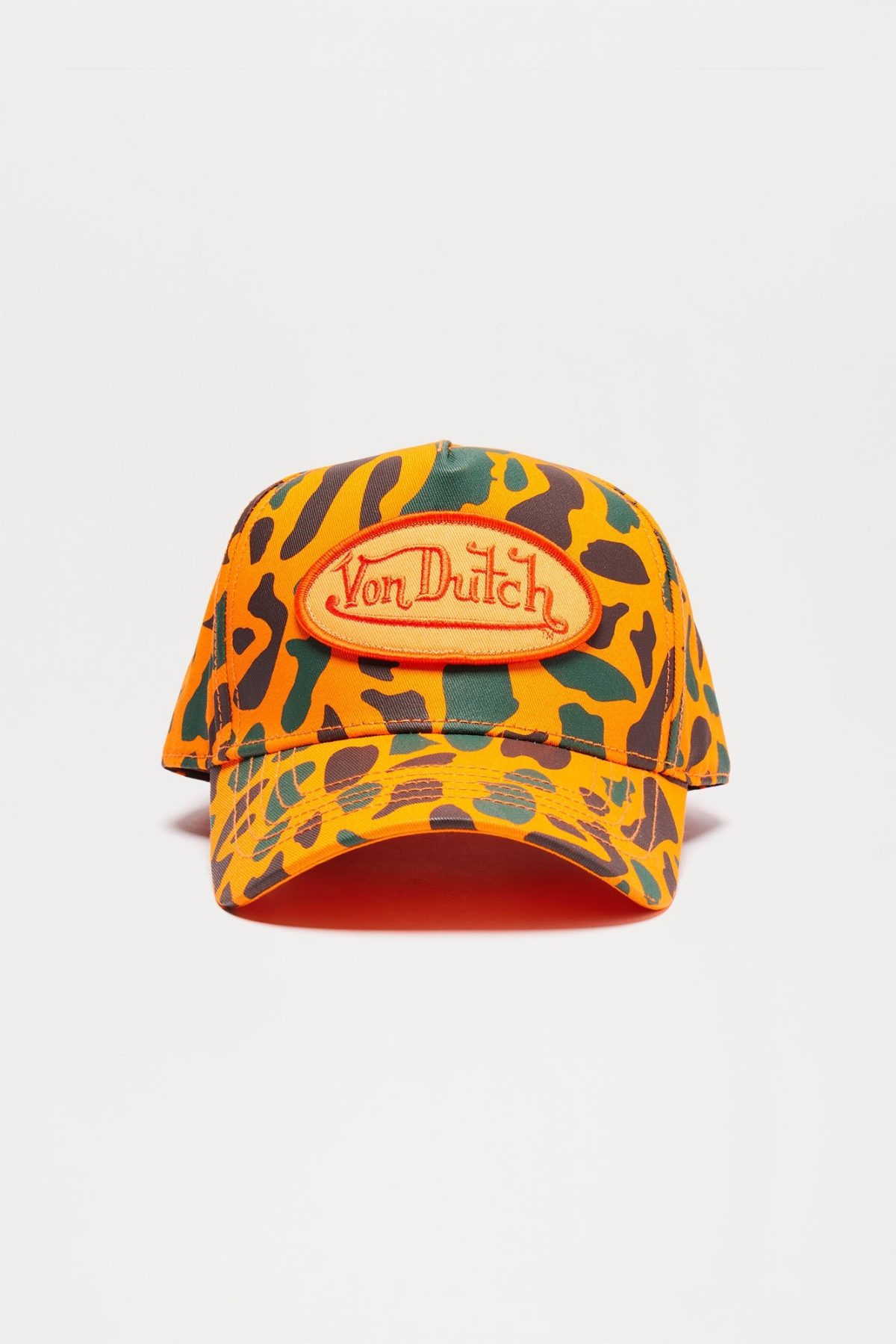 Von Dutch Camo Print Trucker Hat - Orange/combo