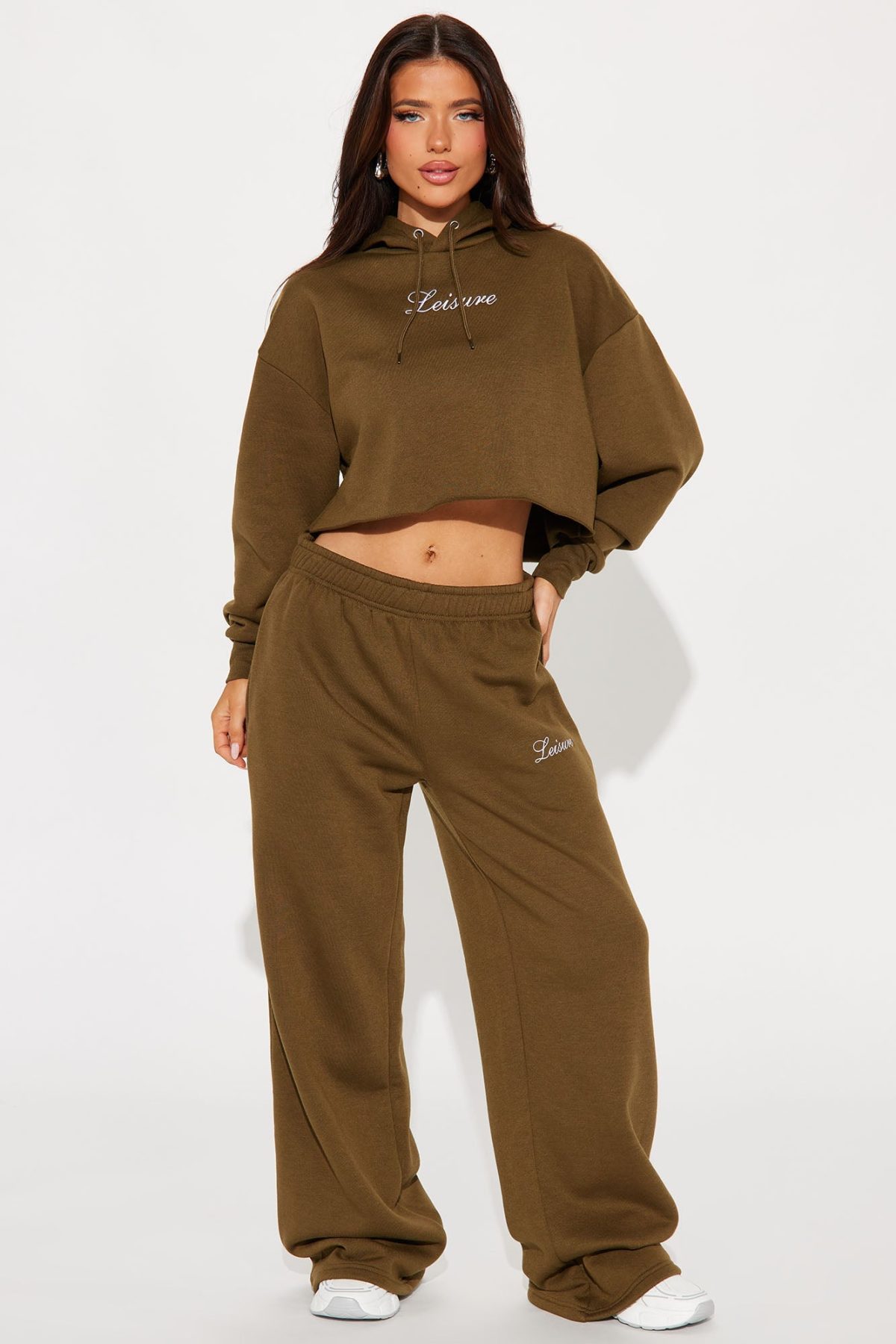 Life Of Leisure Fleece Pant Set - Olive