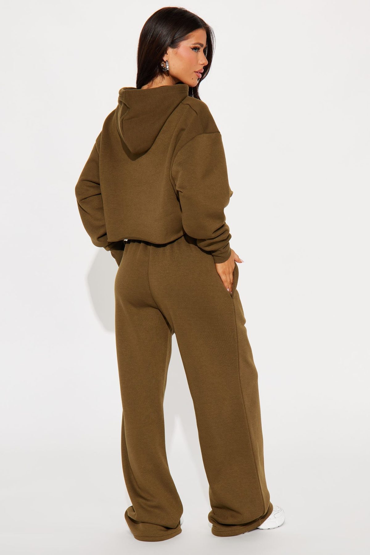 Life Of Leisure Fleece Pant Set - Olive