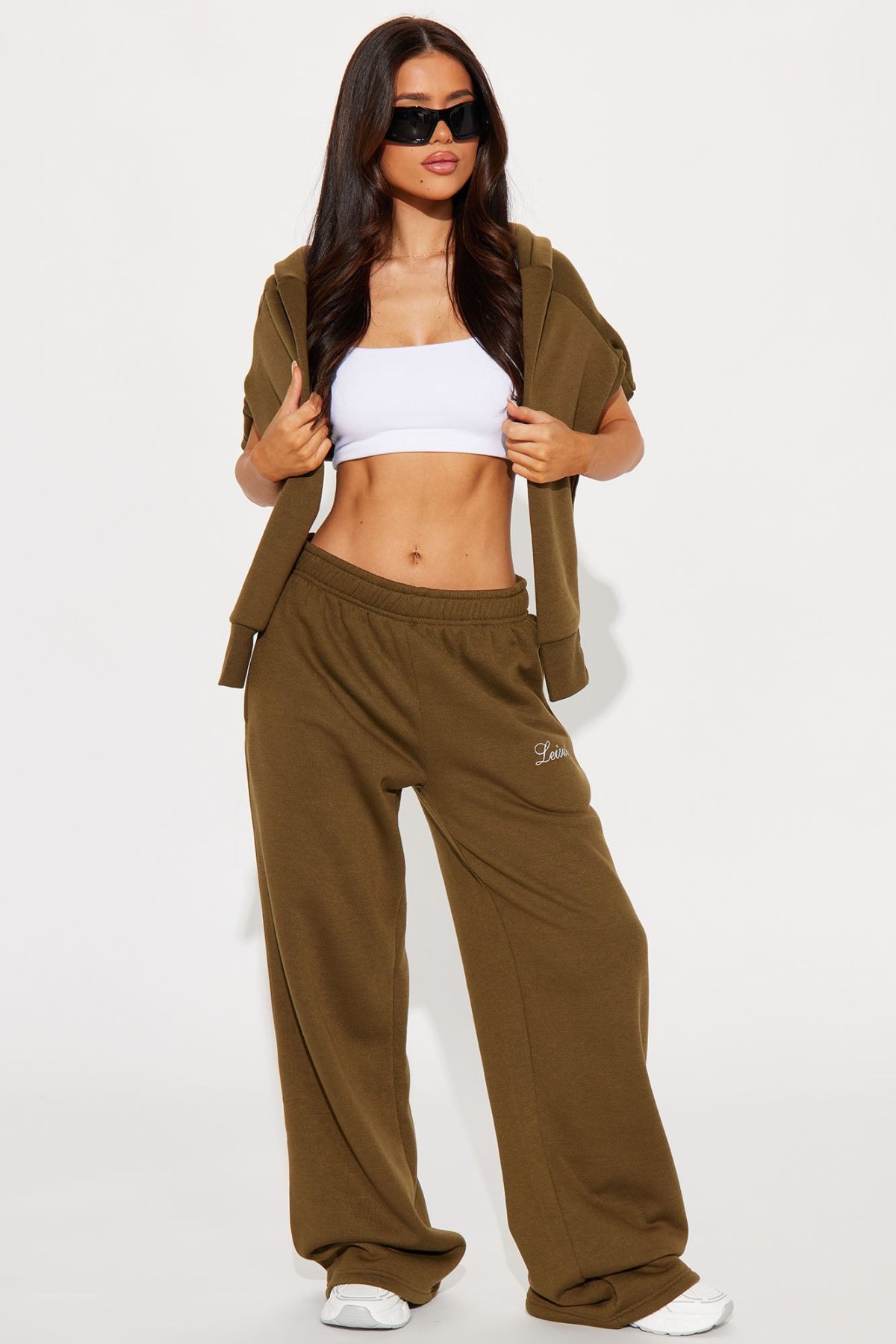 Life Of Leisure Fleece Pant Set - Olive