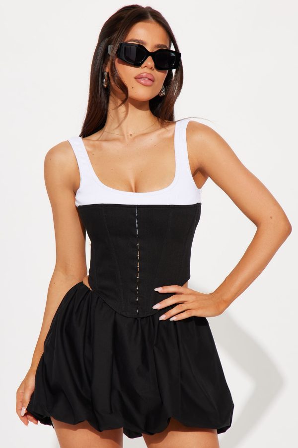 Hard To Please Corset Top - Black/White