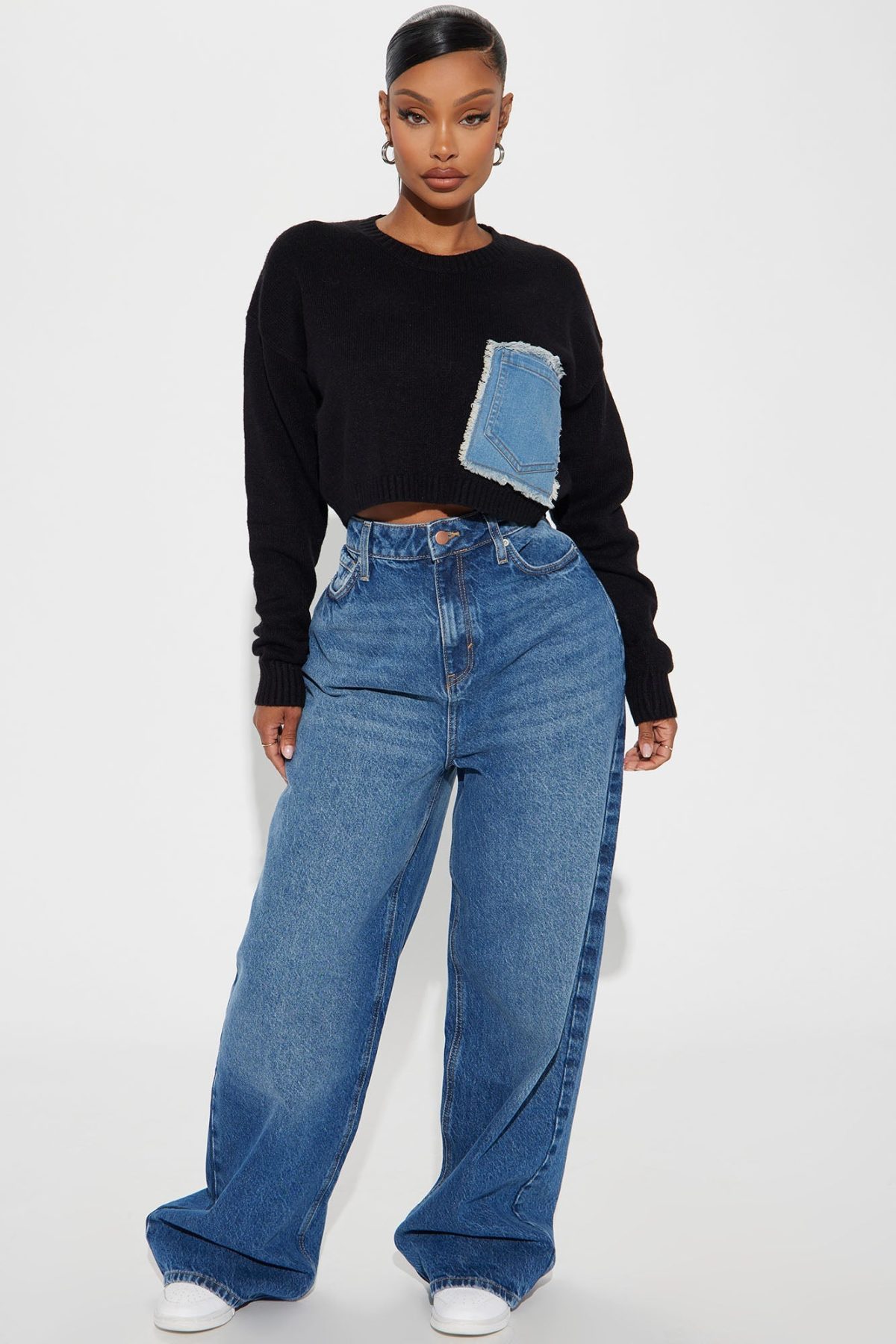 Onyx Cropped Sweater - Black/combo