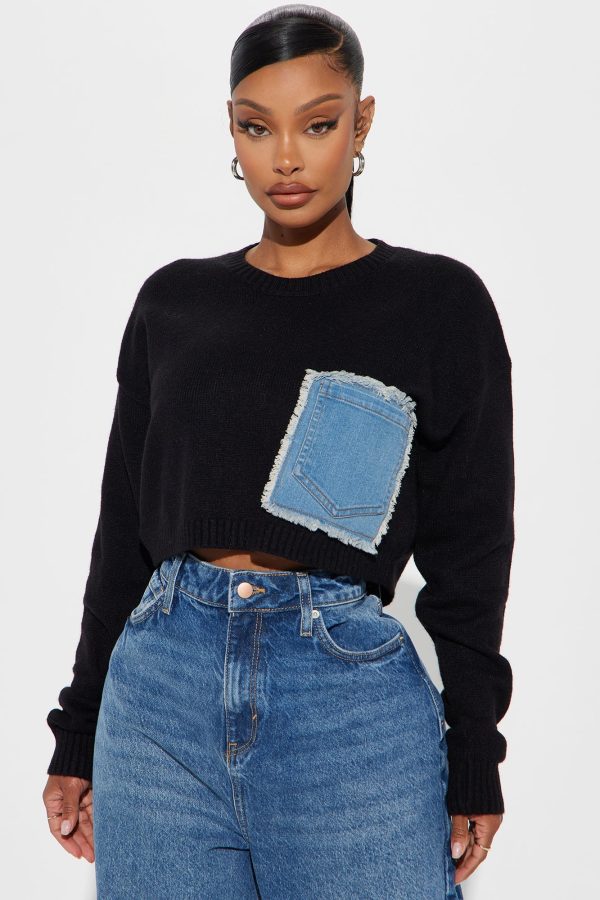 Onyx Cropped Sweater - Black/combo