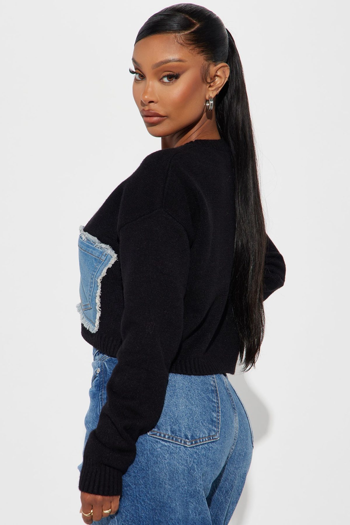 Onyx Cropped Sweater - Black/combo