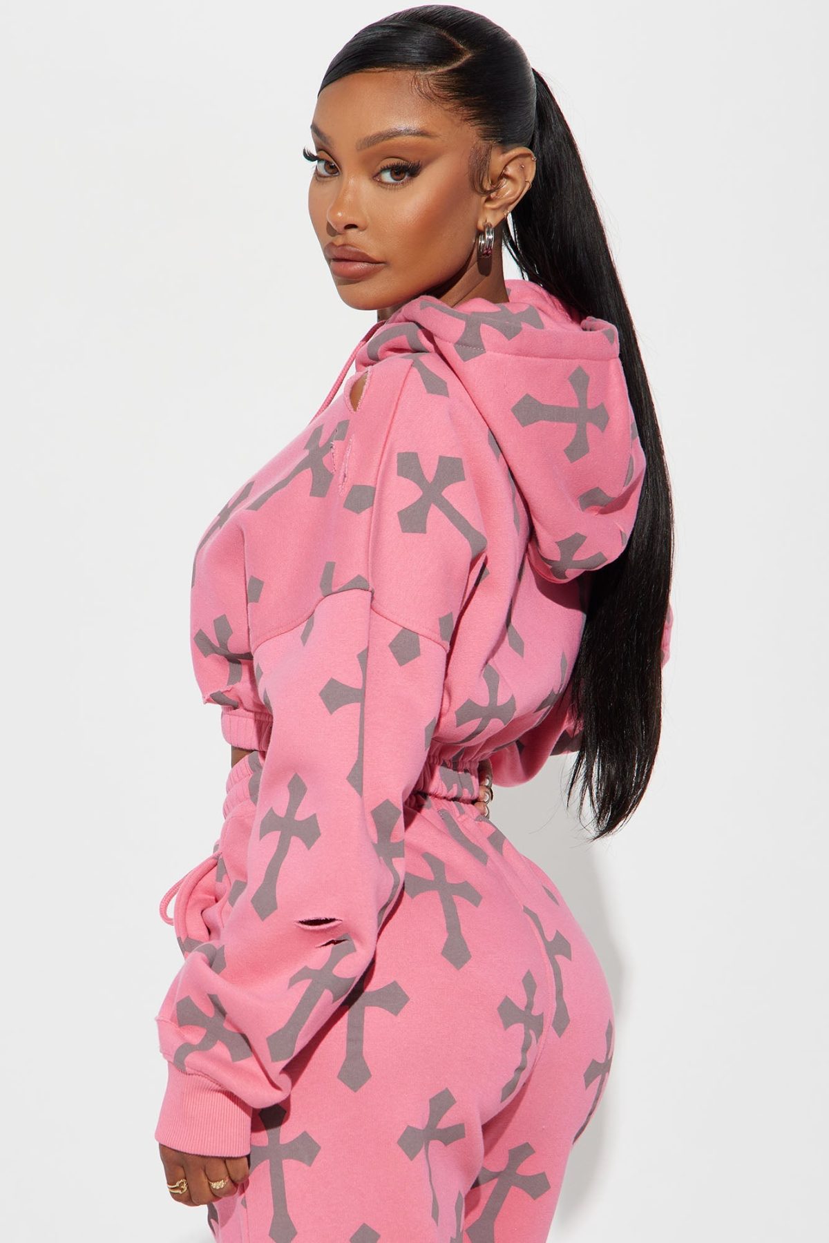 Faith In Me Cropped Hoodie - Pink