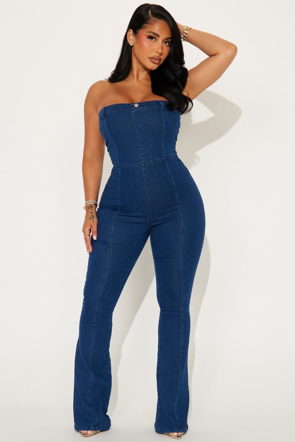 Don't Mention This Denim Jumpsuit - Dark Wash