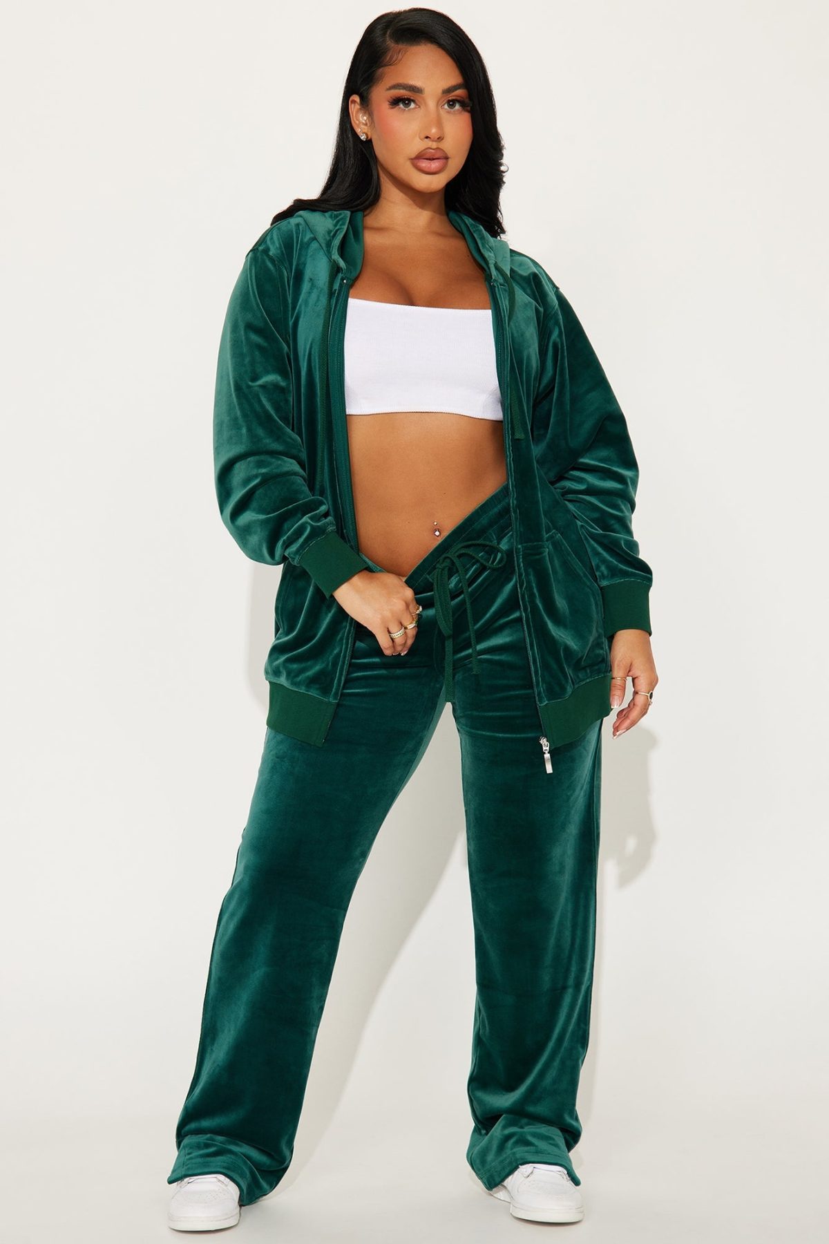 OG Cutie Soft Velour Pant Set - Hunter