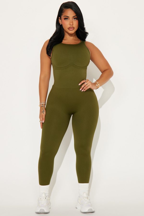 Squat Day Active Jumpsuit - Olive