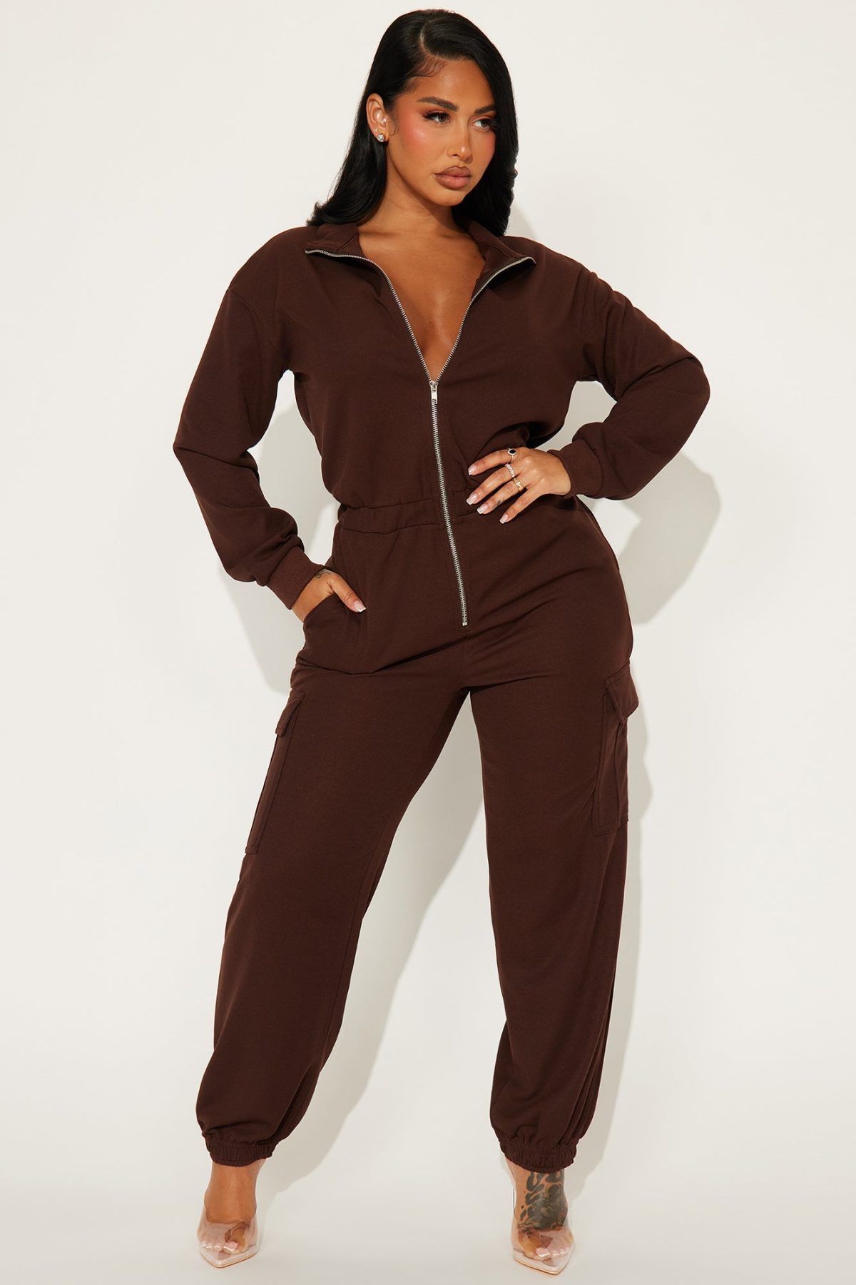 Full Day Off Jumpsuit - Brown