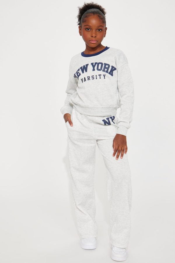 Mini New York Forever Fleece Pant Set - Heather Grey