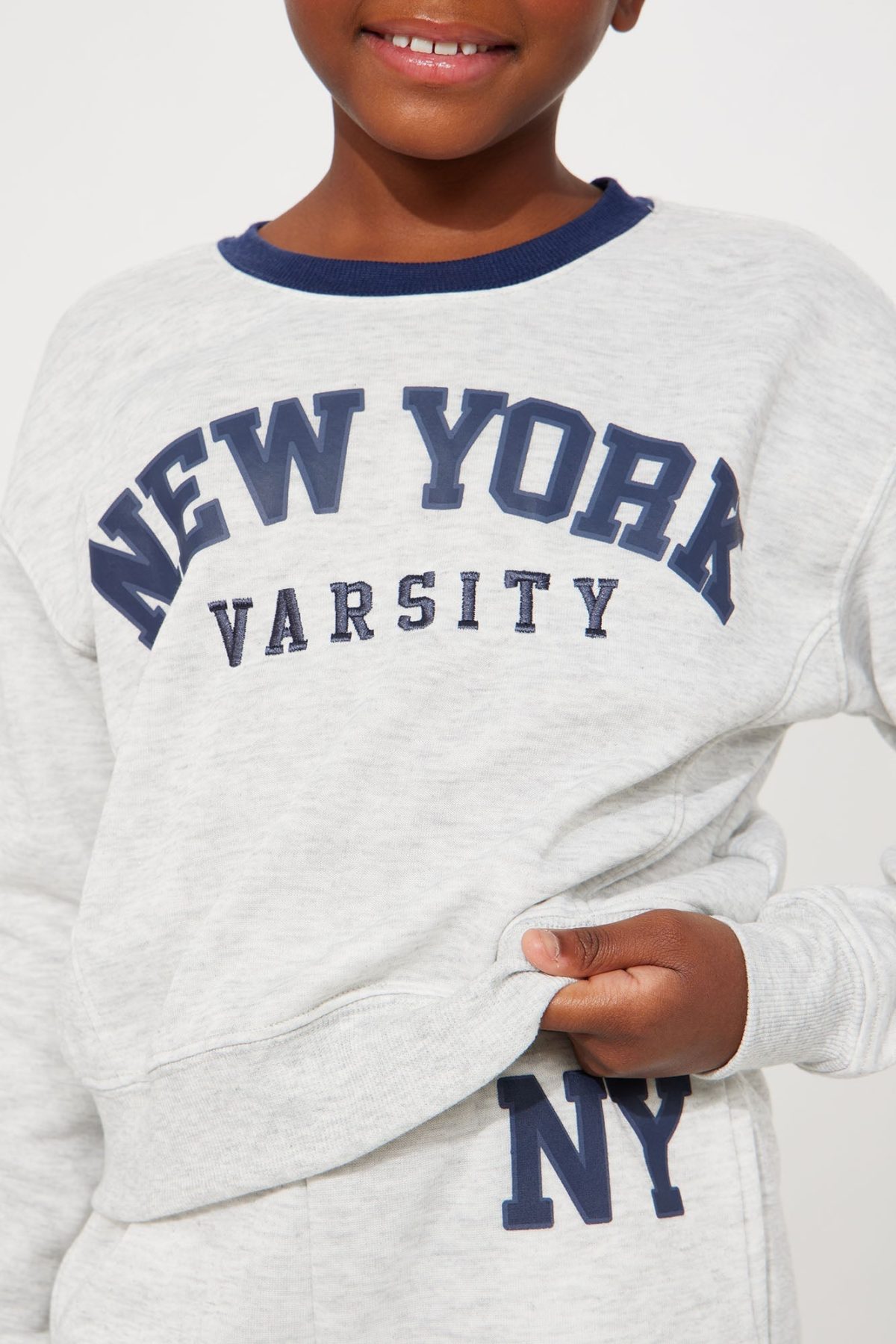 Mini New York Forever Fleece Pant Set - Heather Grey