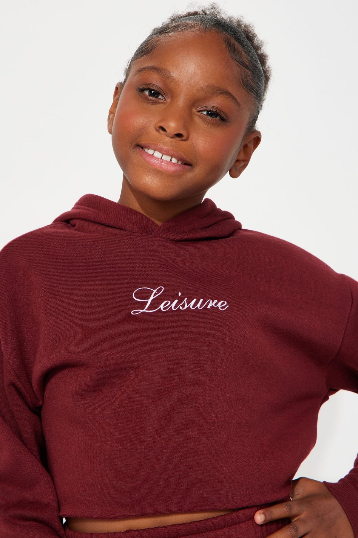 Mini Life Of Leisure Fleece Pant Set - Burgundy