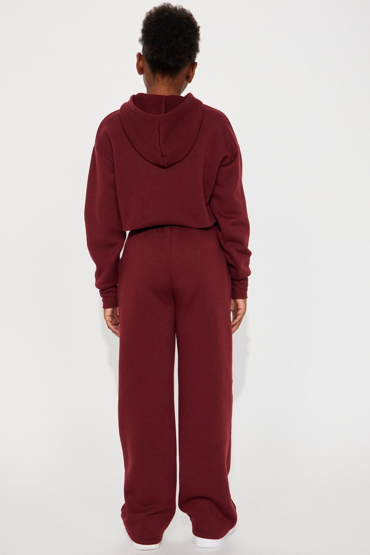 Mini Life Of Leisure Fleece Pant Set - Burgundy