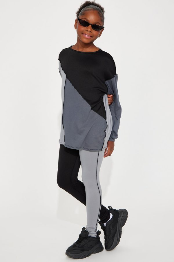 Mini No Drama Colorblock Legging Set - Grey/combo