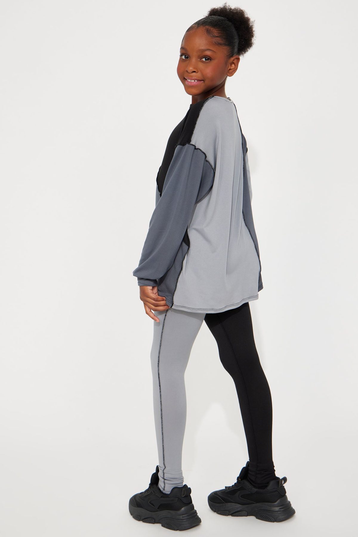 Mini No Drama Colorblock Legging Set - Grey/combo