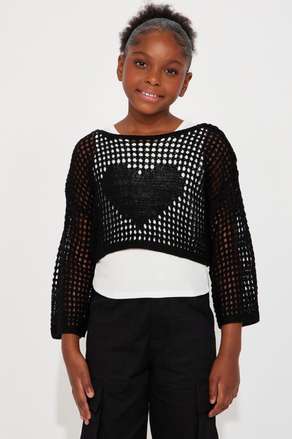 Mini I Cross My Heat Crochet Top - Black