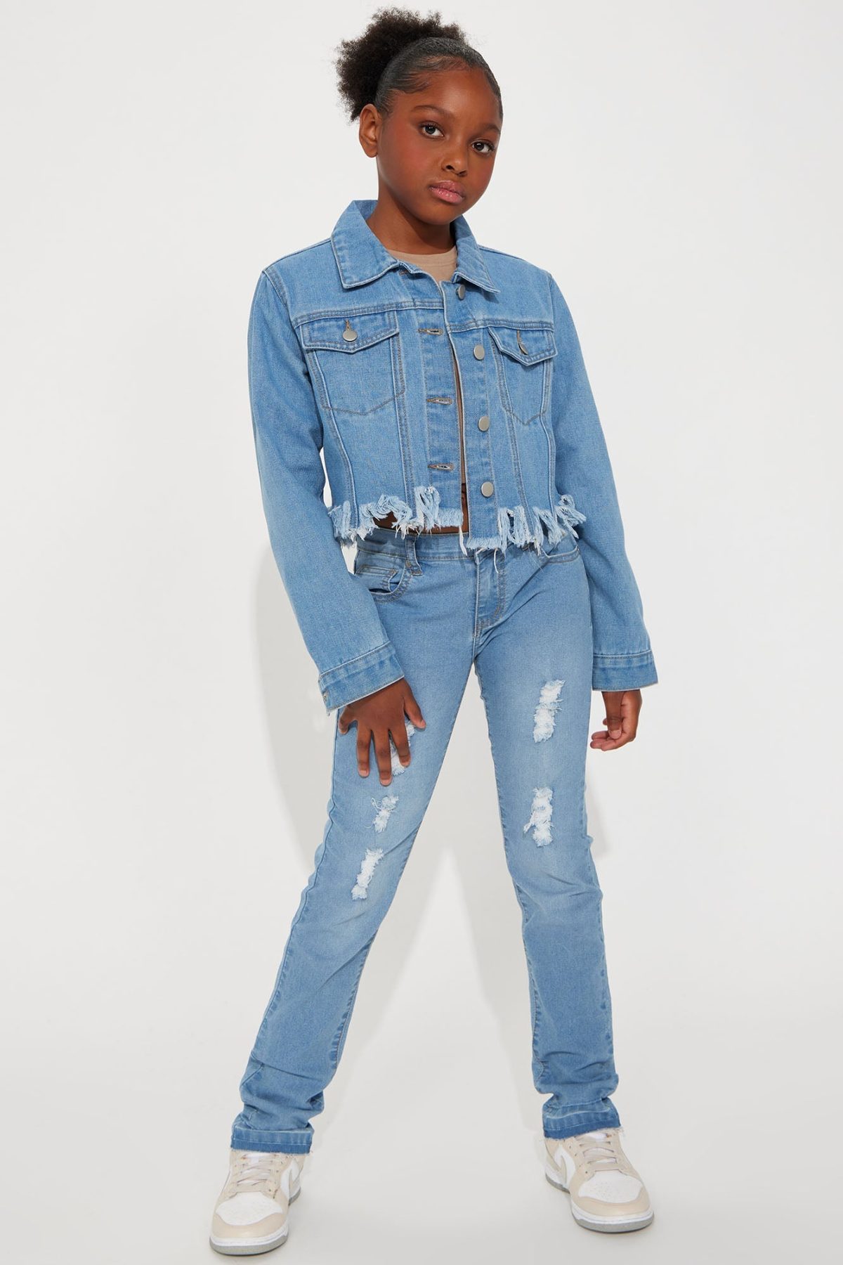 Mini Marley Denim Jean & Jacket Set - Medium Wash