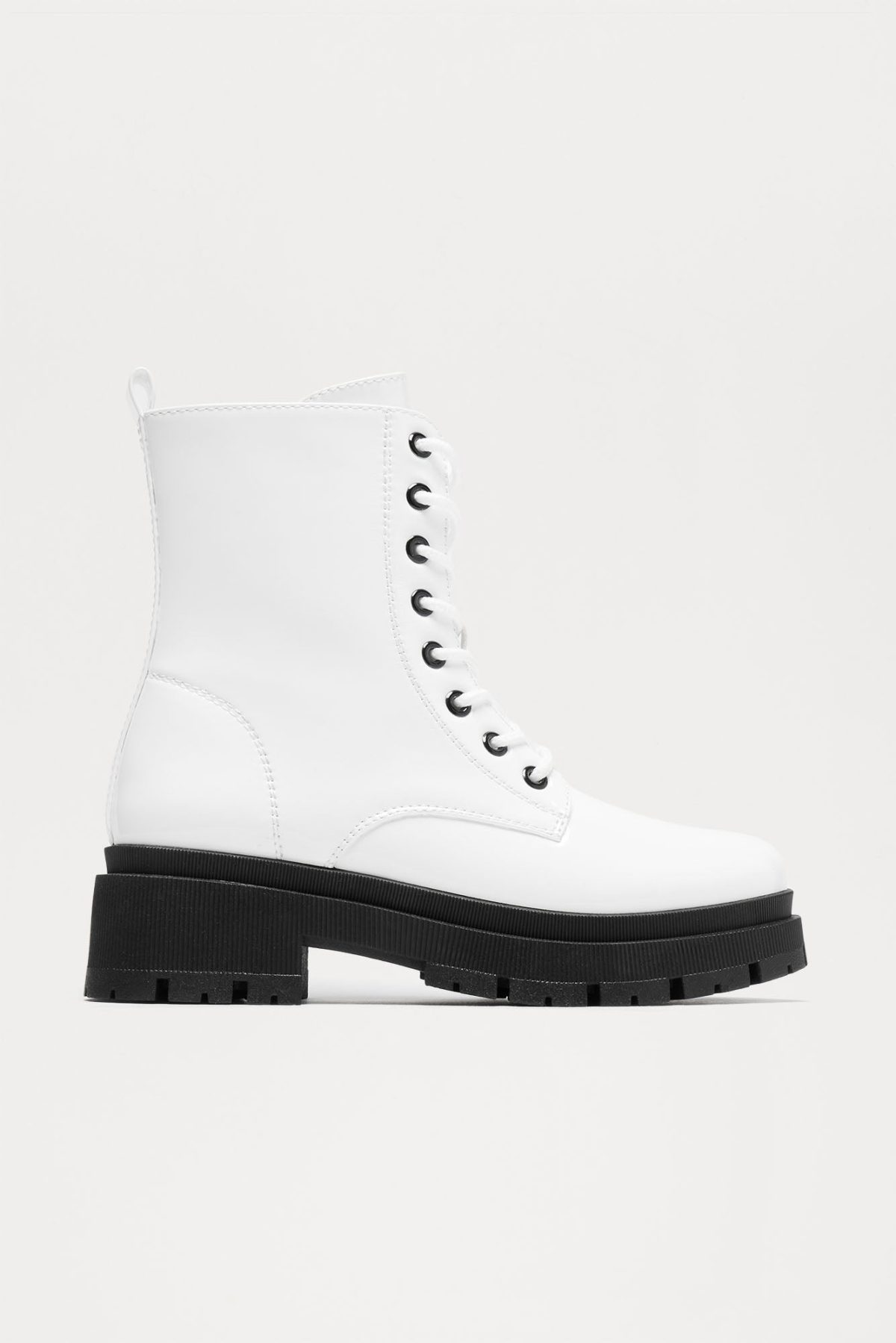 Far From You Buckle Combat Boots - White