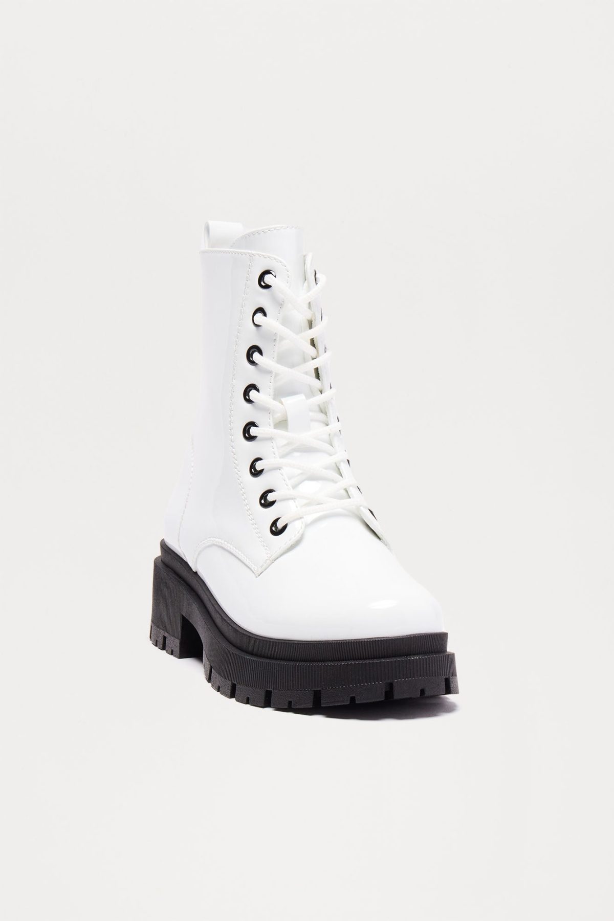 Far From You Buckle Combat Boots - White