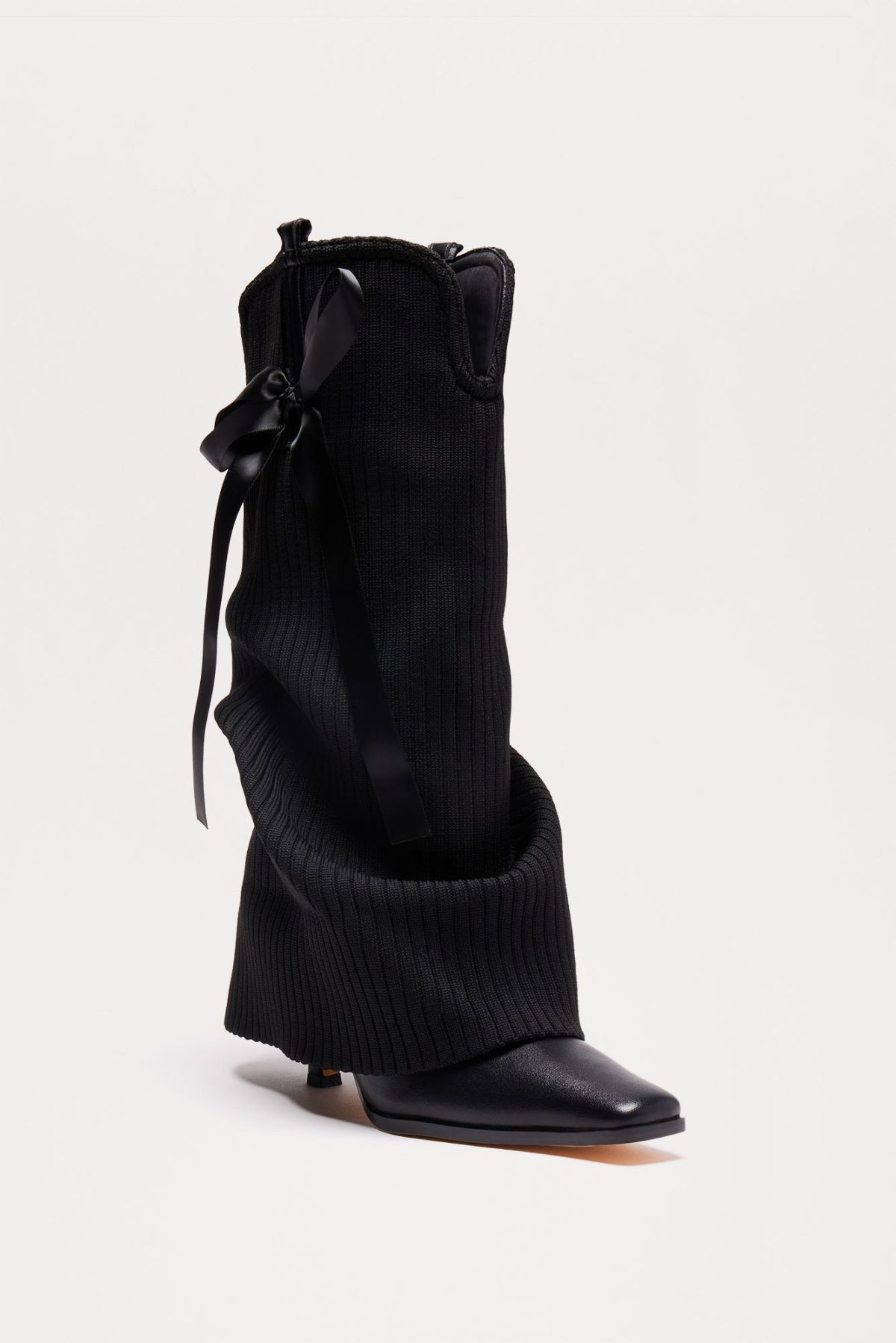 Luckie Bow Knee High Boots - Black