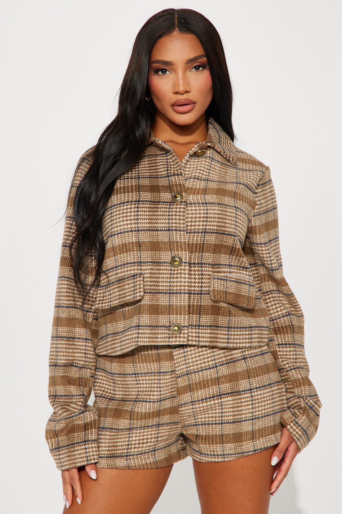 Sasha Plaid Short Set - Olive