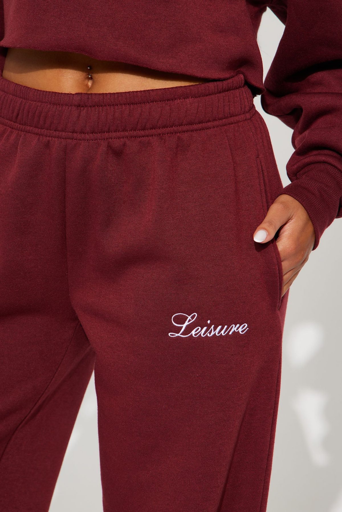 Life Of Leisure Fleece Pant Set - Burgundy