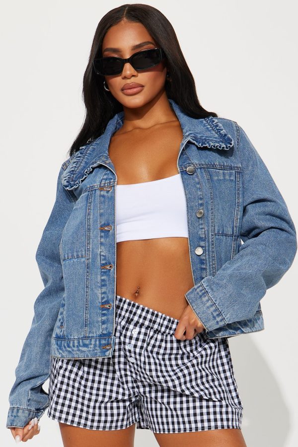 For The Frill Of It Denim Trucker Jacket - Medium Wash