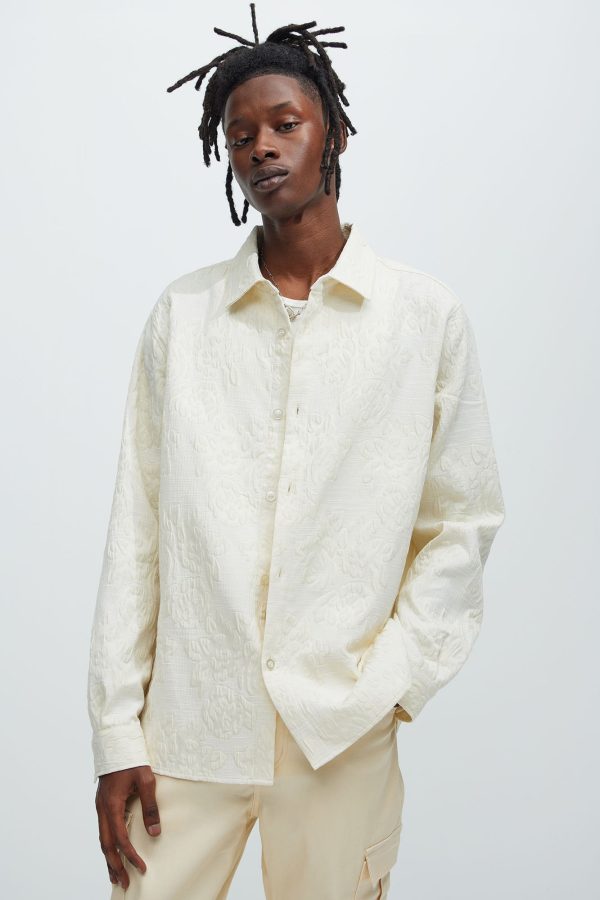 Bartlett Jacquard Long Sleeve Shirt - White