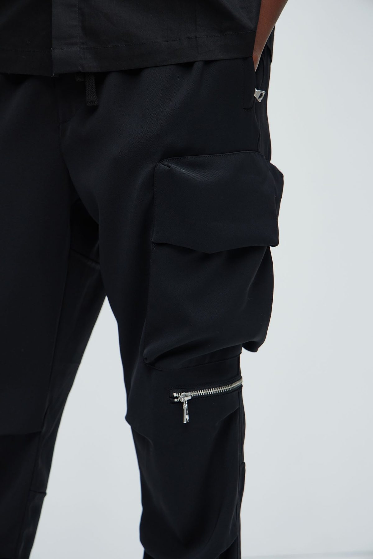 Desto Slim Flare Cargo Pants - Black