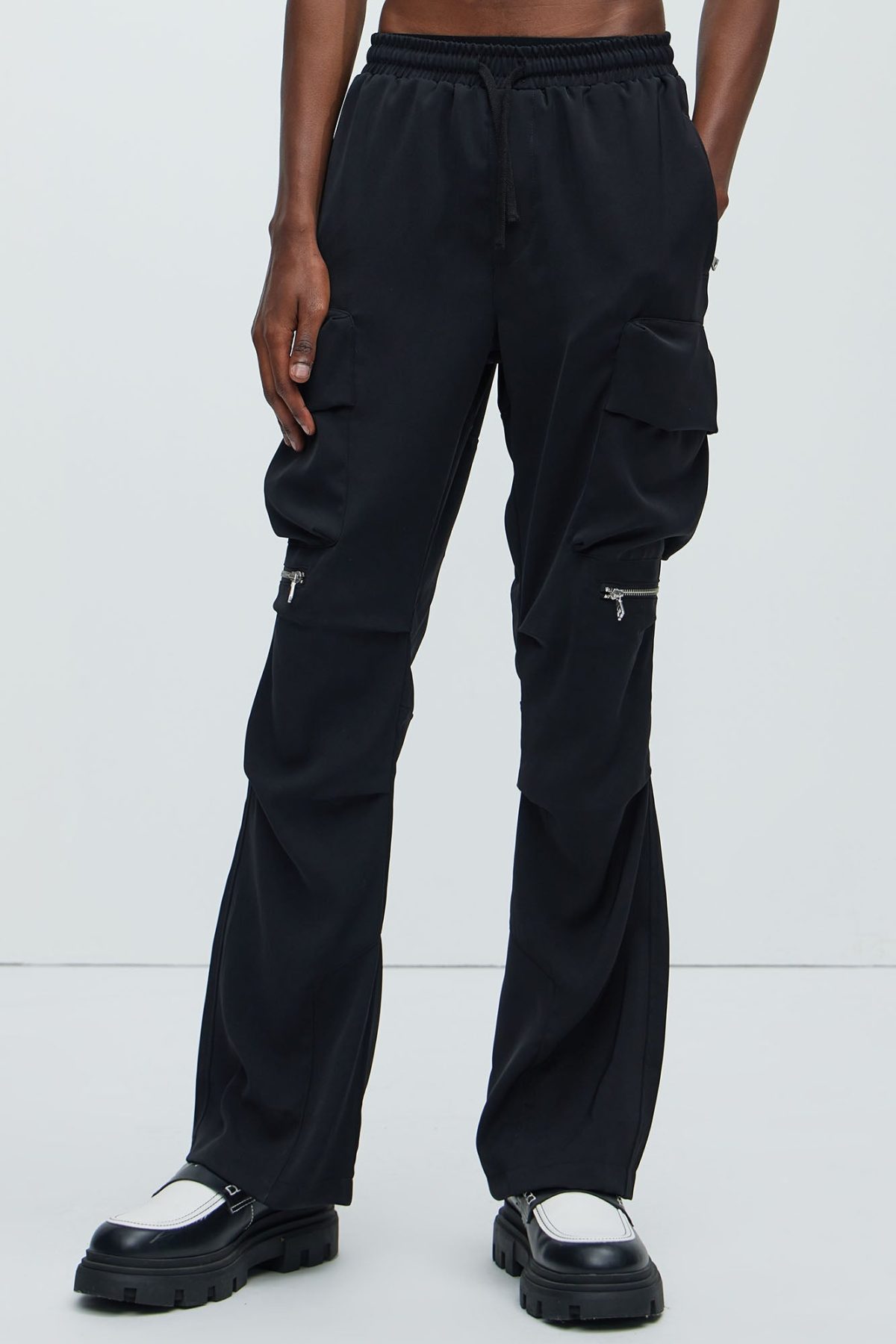 Desto Slim Flare Cargo Pants - Black