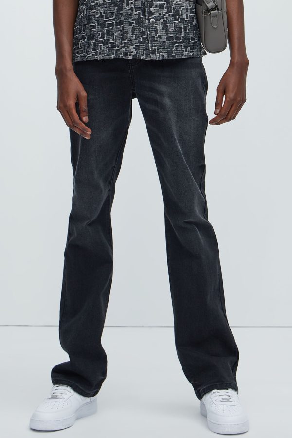 Gabriel Stacked Skinny Flare Jeans - Black Wash