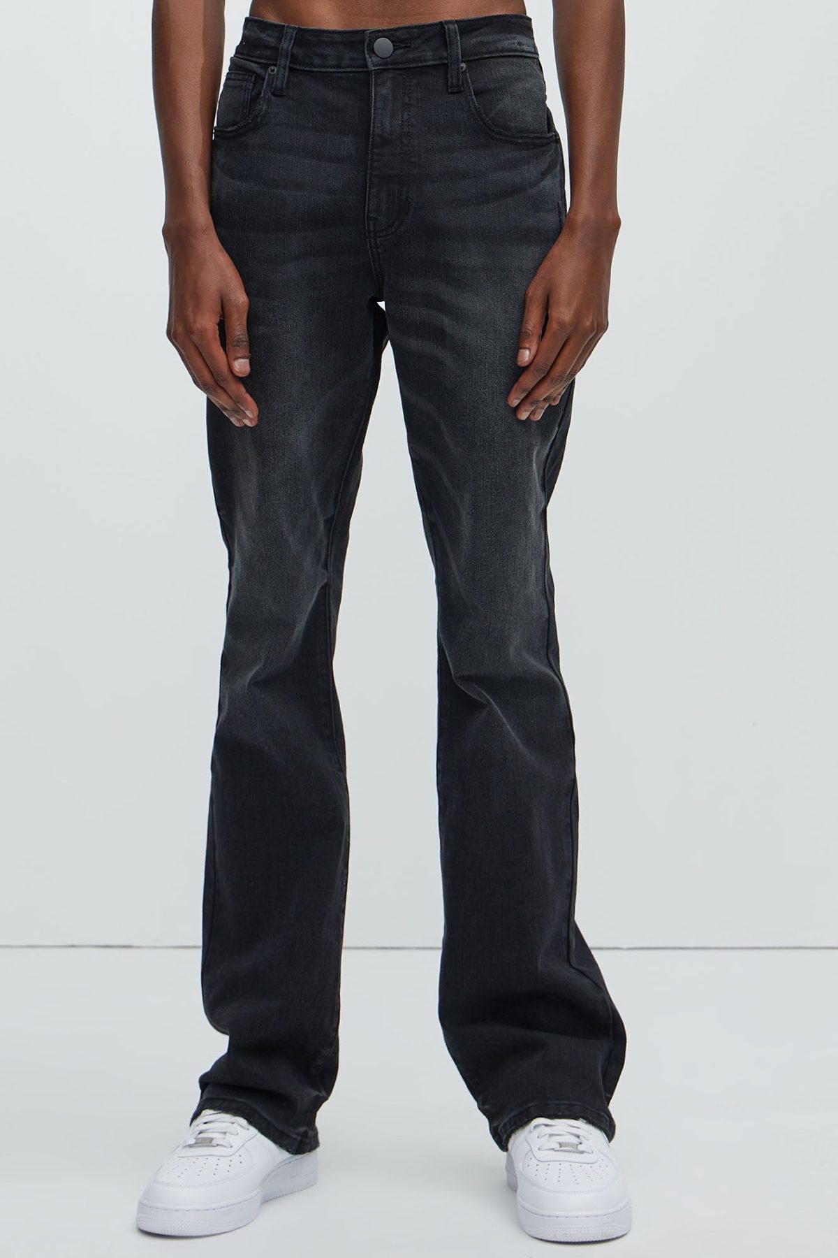 Gabriel Stacked Skinny Flare Jeans - Black Wash