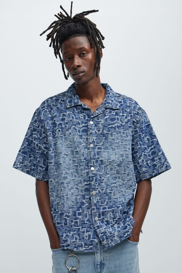 Arrow Jacquard Shirt - Light Blue Wash