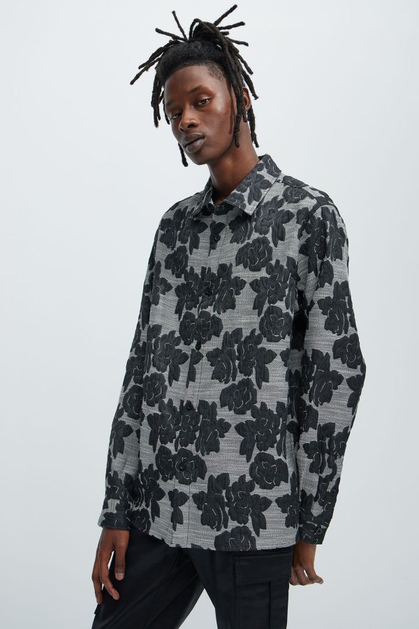 Bartlett Jacquard Long Sleeve Shirt - Black