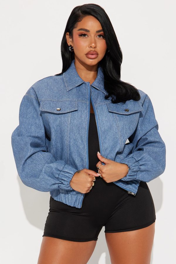 Play Fair Faux Leather Denim Bomber - Indigo