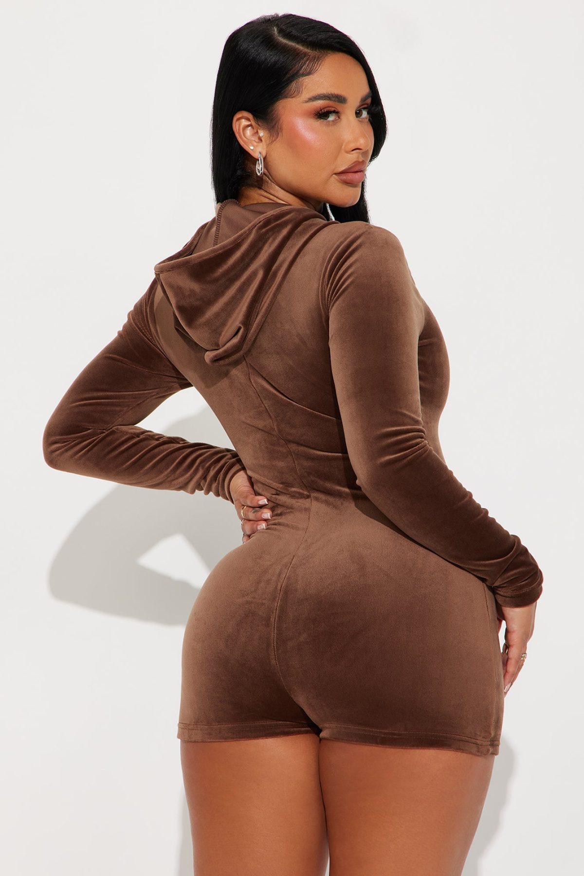 OG BFF Soft Velour Romper - Chocolate