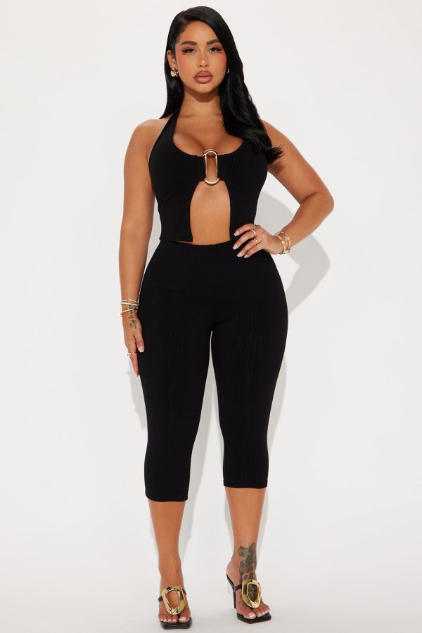 Jazmine Snatched Capri Pant Set - Black