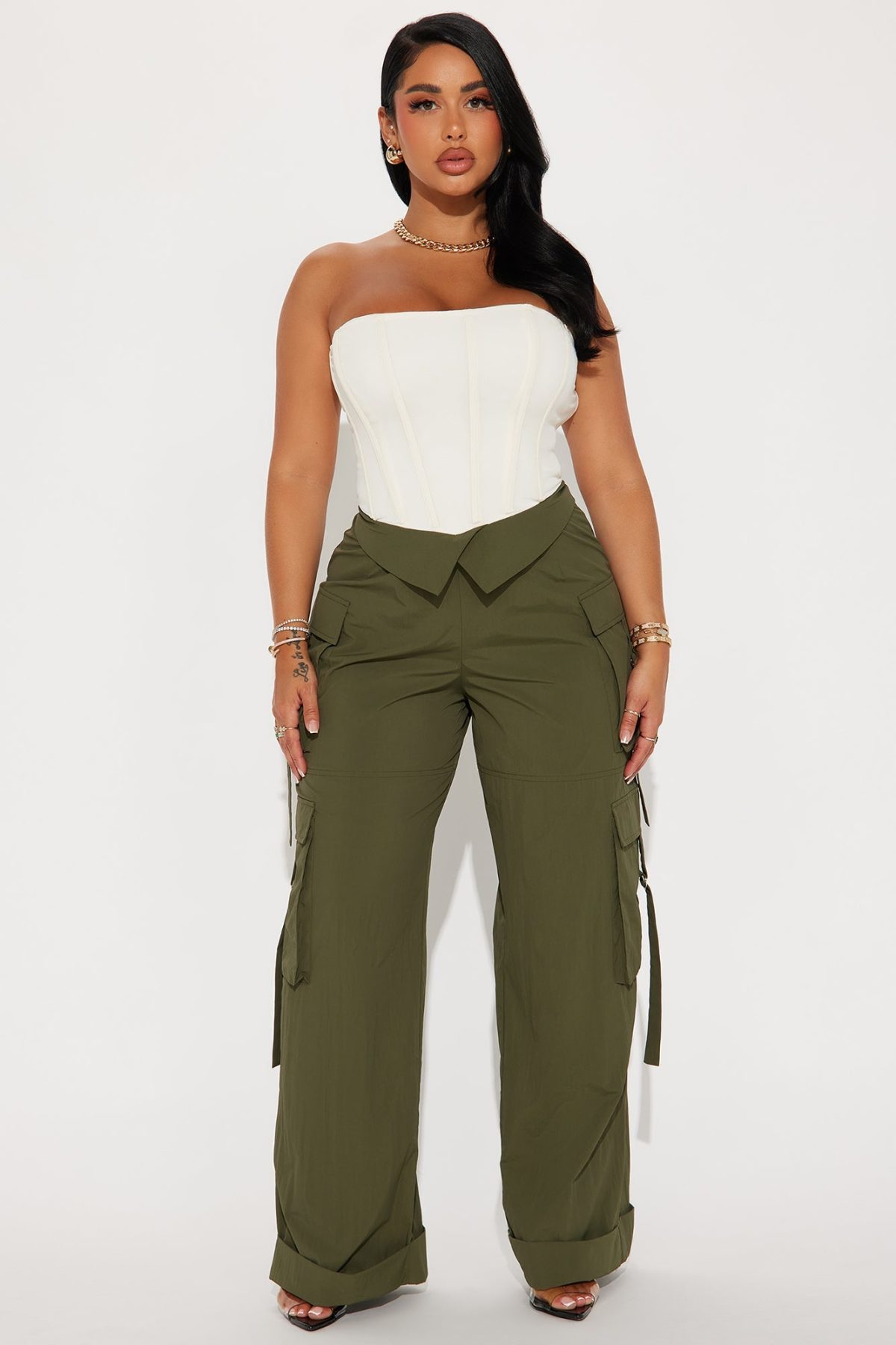 A Little Too Late Cargo Jumpsuit - Olive