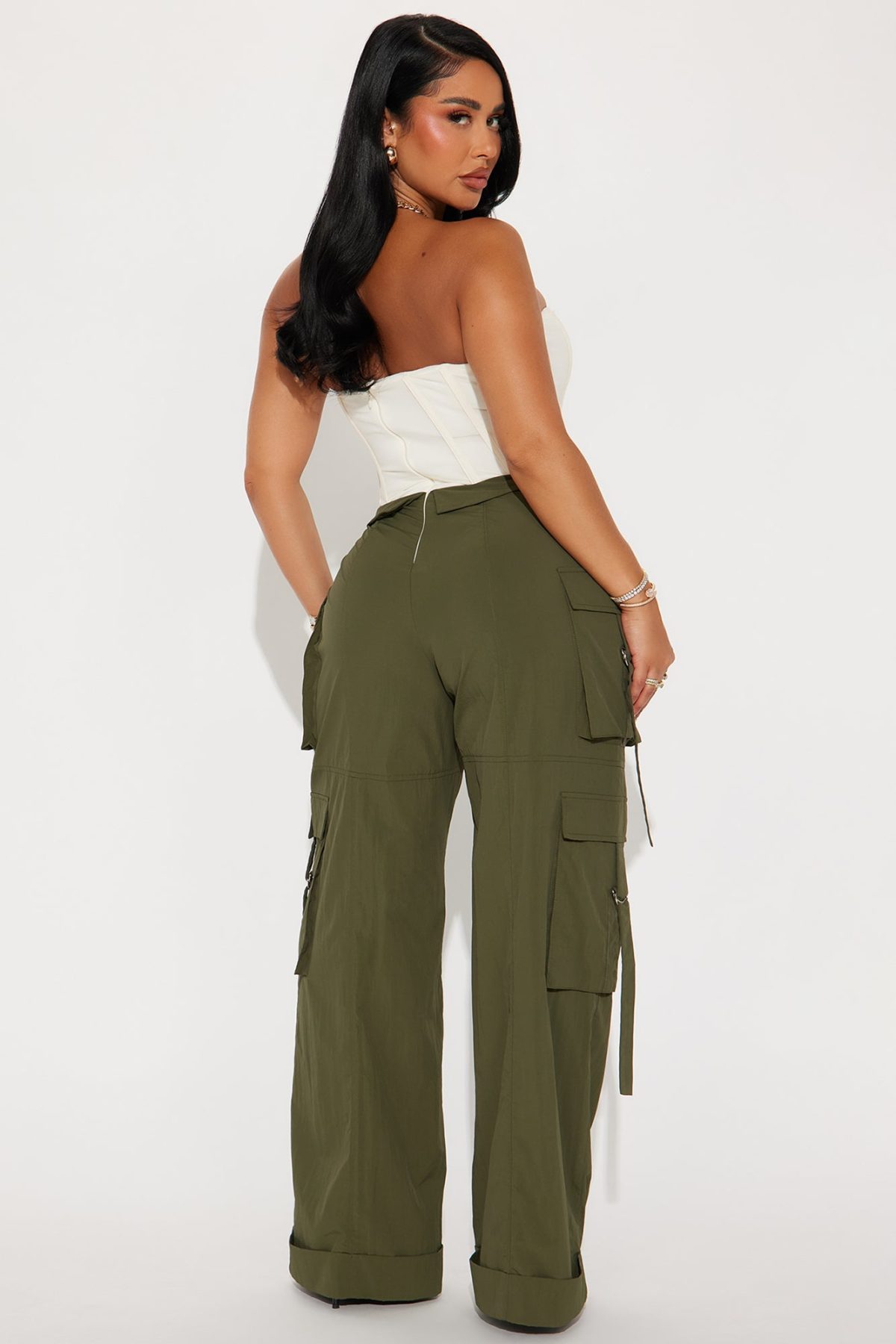 A Little Too Late Cargo Jumpsuit - Olive