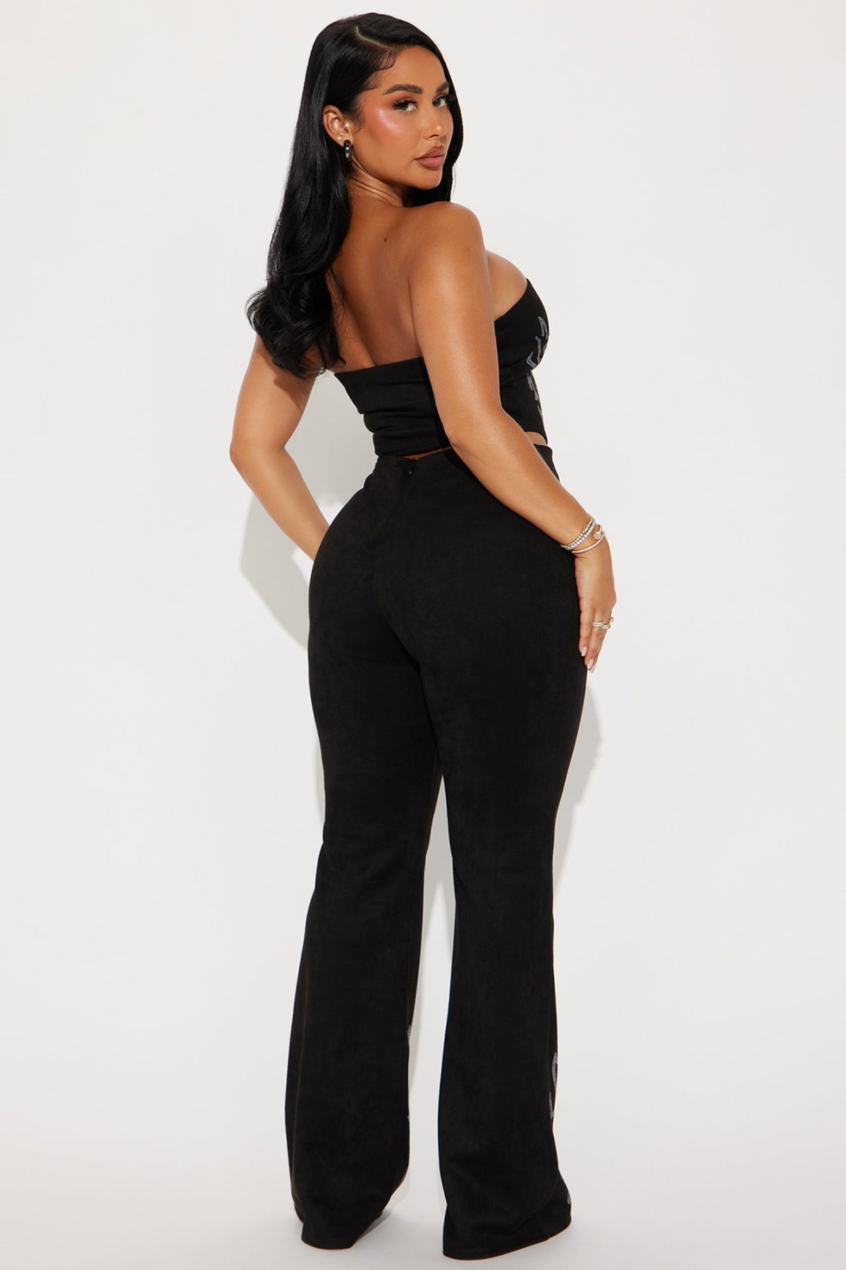 Kentucky Babe Faux Suede Pant Set - Black