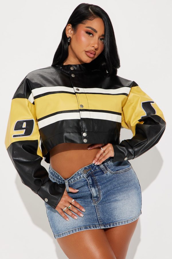 LA In The 90's Faux Leather Jacket - Black/combo