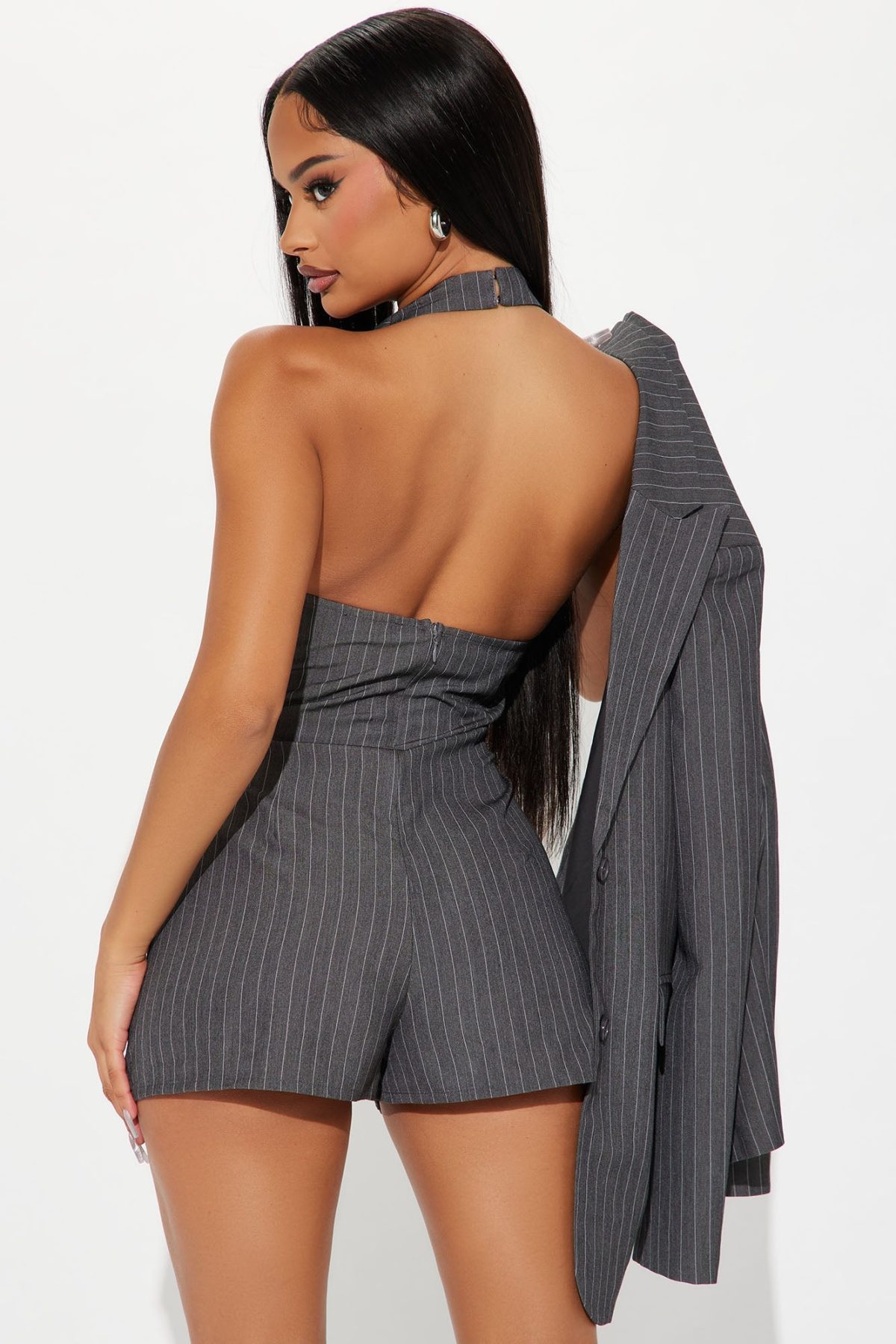 Office Perks Romper Set - Grey