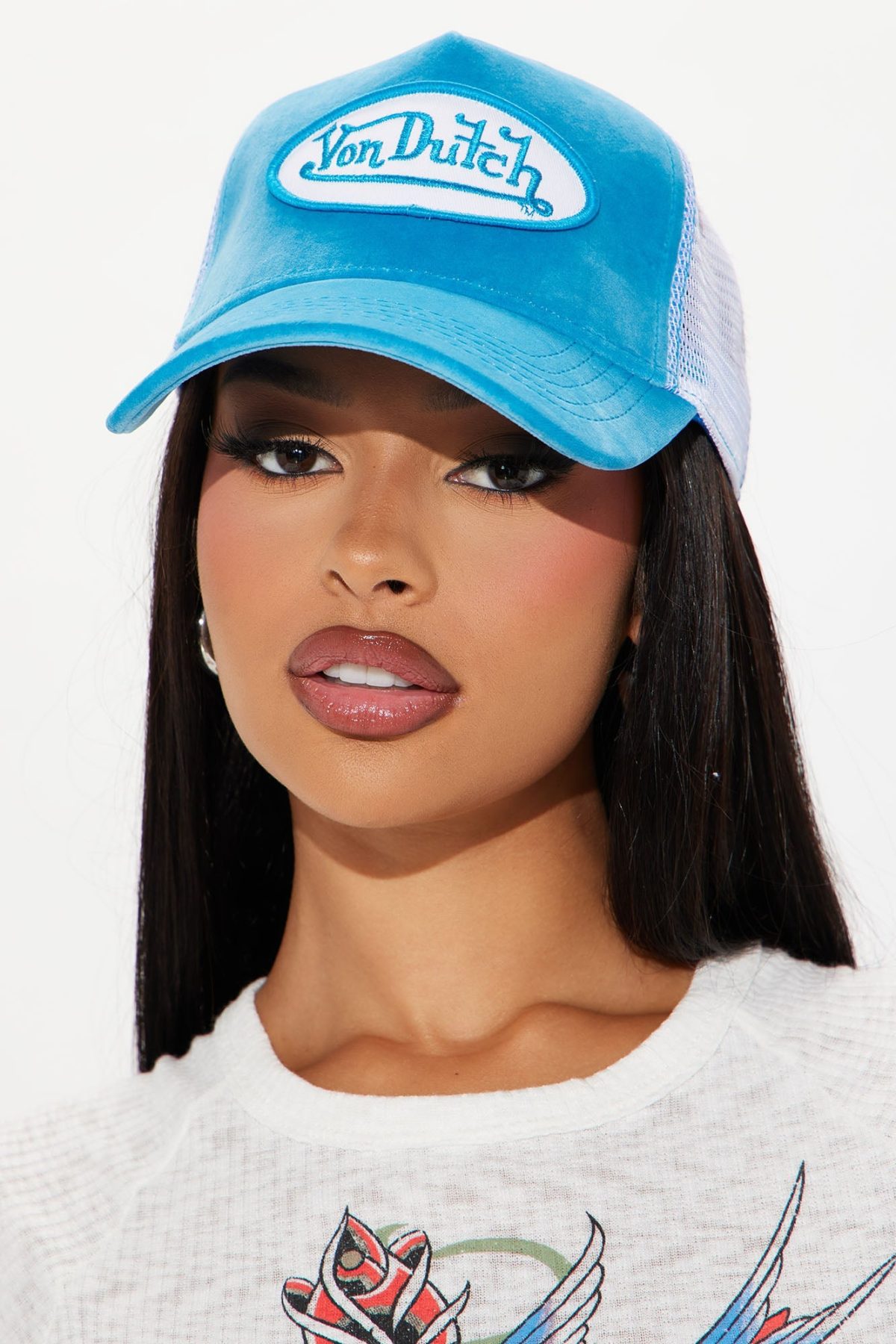 Von Dutch Blue Velvet Trucker Hat - Blue